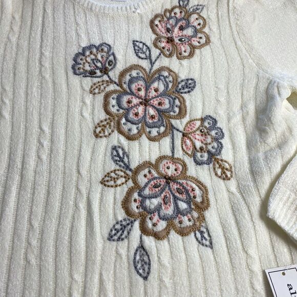 ALFRED DUNNER Women's Glacier Lake Flower Chenille Sweater - Picture 4 of 7